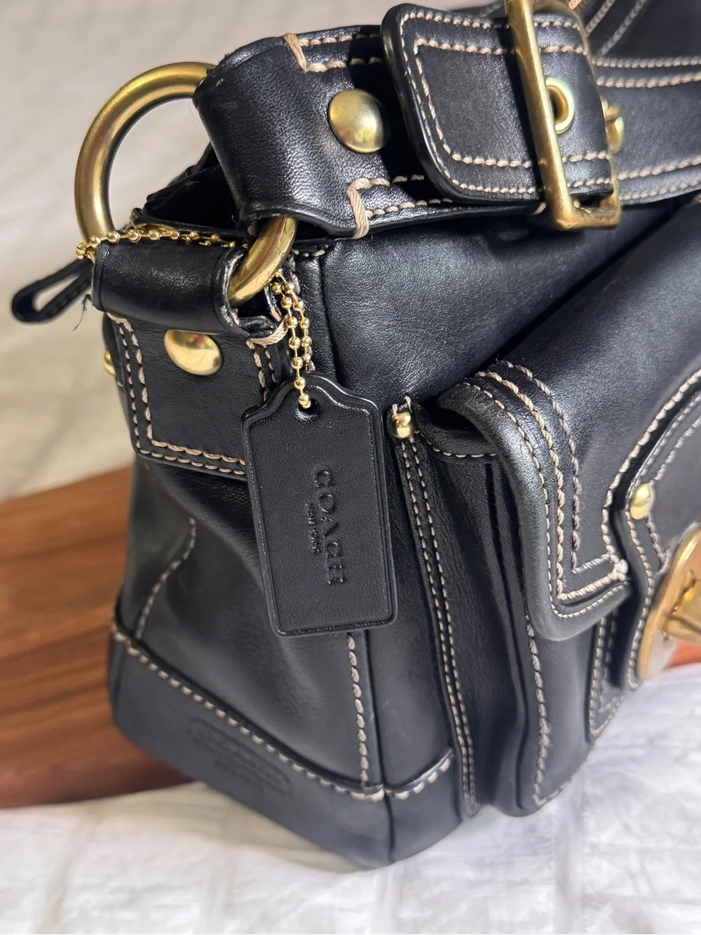 COACH Legacy Turnlock Shoulder Bag Black Leather 65th Anniversary Pink Lined